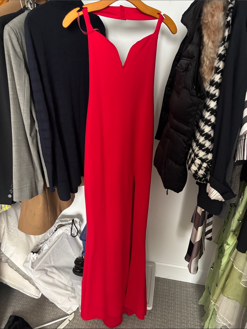 Nookie Red V-Neck Women's Evening Dress XS